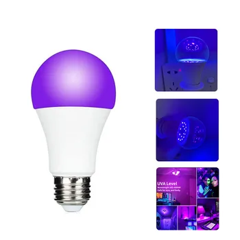 10шт УФ UVA фиолетовая светодиодная Лампа A60 Ball E27 Bubble 395nm Атмосфера Выставки, Вечеринки, дискотеки, Черный Световой Эффект, Атмосфера Сцены KTV