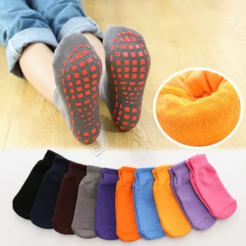 20 пар /лот, нескользящие носки для пола, зимние утепленные бархатные носки для полотенец, спортивные носки для родителей и детей, носки для занятий батутом, носки для йоги