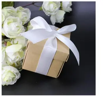 200 шт./лот! Свадебная коробка конфет из крафт-бумаги с лентой decoracion винтажные свадебные принадлежности в деревенском стиле свадебные подарки для гостей