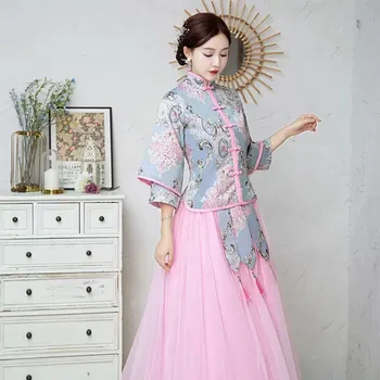 2022 Новый розовый костюм в китайском стиле Тан, женский топ, весна-осень, улучшенный национальный стиль, Винтажная современная женская куртка с вышивкой Hanfu