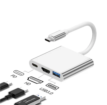 3 В 1 КОНЦЕНТРАТОР Type-c USB C-HD разветвитель USB-C 4K HD USB 3.0 PD, смарт-адаптер для быстрой зарядки MacBook Dell