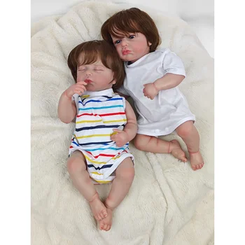 45 СМ Reborn Baby Doll близнецы Лулу Спят/Бодрствуют Мягкое Виниловое Тело Реалистичная 3D Кожа с Видимыми Венами Высококачественная Кукла Ручной Работы