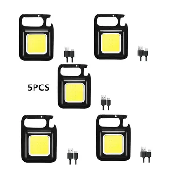 5 шт. светодиодный фонарик Мощностью 500 лм, рабочий светильник, Портативный карманный фонарик, брелки, USB-аккумулятор для кемпинга на открытом воздухе, Маленький Штопор