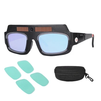 6X Сварочная маска с автоматическим затемнением на солнечных батареях, шлем, Защитные очки, Очки сварщика, Дуговые противоударные линзы С футляром для хранения