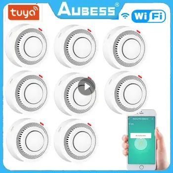 AUBESS Tuya WiFi Датчик дыма Противопожарная защита Верхний детектор входа дыма Комбинированная пожарная сигнализация для коптильни Домашняя Безопасность