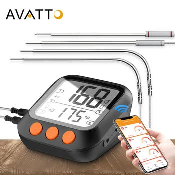 AVATTO термометр для приготовления мяса на барбекю, Tuya Smart APP Control Bluetooth таймер с цифровым экраном для чтения показаний термометр для духовки с 6 зондами