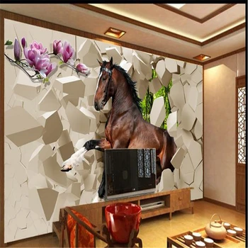beibehang 3d стереоскопические лошадиные фрески китайский ТВ фон кирпичные обои гостиная спальня фрески papel de parede infantil