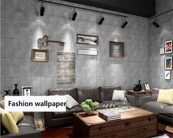 beibehang Винтажный серый цемент, имитация кирпича, квадратные 3D обои, бар, ресторан, кафе, промышленный ветер, обои из ПВХ, домашний декор