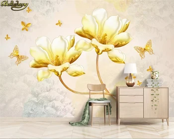 beibehang Пользовательские обои 3D фреска высокого класса с тиснением флэш-золотой цветок 3d стерео ТВ фон обои домашний декор