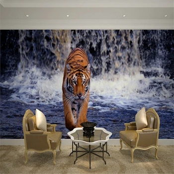 beibehang Современные фотообои фрески обои для гостиной ТВ фон 3D стерео водопад тигр настенная роспись