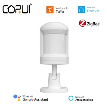 CORUI Tuya Smart ZigBee PIR Датчик Движения Детектор Движения человеческого Тела С Подставкой для ног Работает С Smart Life Alexa Google Home