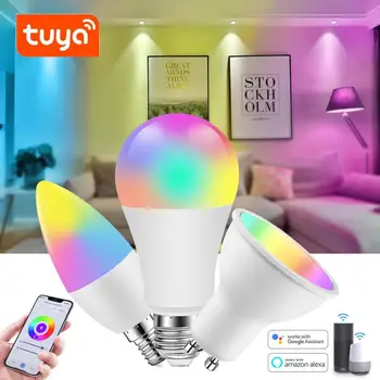 GU10 E14 E27 lampara светодиодная умная лампа WIFI Tuya APP Control Умный дом светодиодная лампа, совместимая с Alexa Google Home 90-265 В