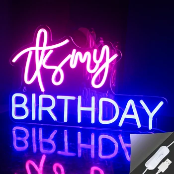 Ineonlife С Днем Рождения, Неоновая вывеска для украшения вечеринки, выключатель с питанием от USB, настенный светильник, атмосферный светильник, мой подарок на день рождения