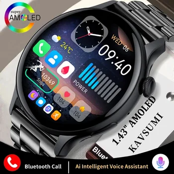 KAVSUMI Bluetooth Call Смарт-Часы Мужские 1,43 дюйма 466*466 AMOLED Экран Смарт-Часы Всегда Отображают Здоровье Смарт-Браслет 2023 Новый