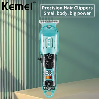 Kemei KM-1133 Перезаряжаемая Машинка для стрижки Волос Парикмахерская Fade Профессиональные Машинки Для Стрижки Волос Беспроводной Триммер С Прозрачной крышкой