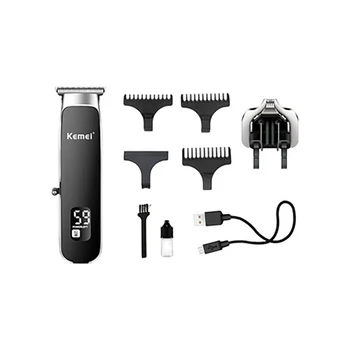Kemei Цифровой Дисплей USB Перезаряжаемая Электрическая Машинка Для Стрижки Волос с двумя Головками