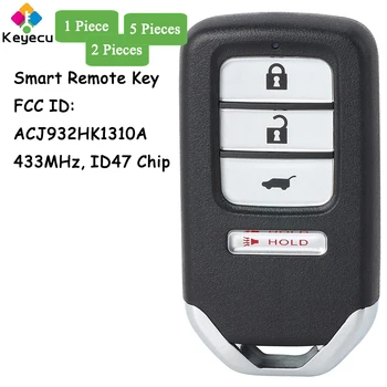 KEYECU Умный Автомобильный Ключ с дистанционным управлением с 4 Кнопками 433 МГц ID47 Чип для Honda CR-Z 2016-2018 Брелок 72147-SZT-A01, ACJ932HK1310A