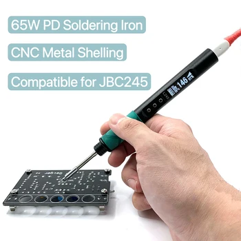 L245 65 Вт цифровая паяльная ручка портативный электрический паяльник из алюминиевого сплава с ЧПУ в виде ракушки QC PD Type-C для JBC245