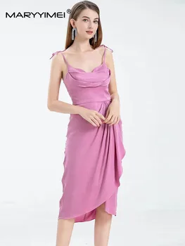 MARYYIMEI/ Новое весенне-летнее Элегантное женское платье на бретелях с асимметричным квадратным воротником, открытой спиной, Сексуальные вечерние платья
