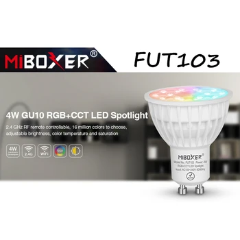 Miboxer FUT103 4 Вт GU10 RGB + CCT светодиодный Прожектор 2,4 Г Светодиодная лампа Беспроводная Дистанционная светодиодная лампа AC100-240V Спальня Ресторан