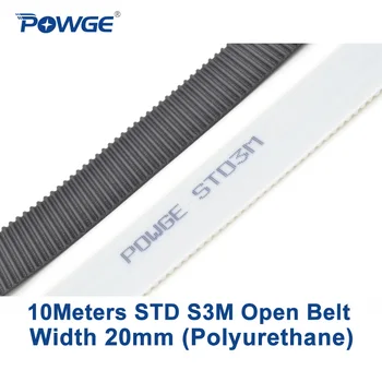 POWGE 10 метров PU Arc STS STD S3M Открытый ремень ГРМ S3M-20mm Ширина 20 мм Полиуретановая сталь 20STD3M Синхронный ремень с лазерным ЧПУ