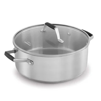 Select By Calphalon 5-Литровая Голландская печь из нержавеющей Стали с крышкой Кухонная Посуда Hot Pot Запеканка Crock Pot Запеканка