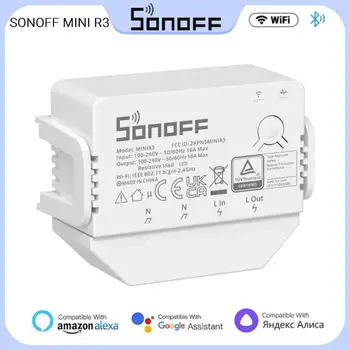 Sonoff Mini R3 16A Wifi Smart Switch Met S-MATE Schakelaar Mate Geen Neutrale Draad Удаленная работа с Alexa Google Home Thuis