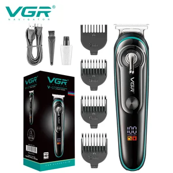 VGR триммер для волос V075 USB перезаряжаемая машинка для стрижки волос парикмахерское масло для отбеливания головы парикмахерская машинка для стрижки волос ЖК-дисплей