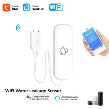 WIFI Tuya Умный датчик утечки воды, детектор сигнализации, датчик утечки воды, совместимый с Smart Life Google Home Alexa