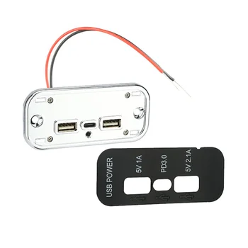 Автомобильное зарядное устройство PD с двумя USB разъемами 12 В/24 В 2.1A, Разветвитель для зарядки через USB, Адаптер питания для мотоцикла, квадроцикла, лодки, автомобиля RV