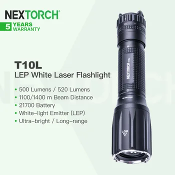 Белый лазерный тактический фонарь NEXTORCH T10L LEP с магнитным хвостовиком и батареей 21700, доступен с дальностью луча 1100 м / 1400 м