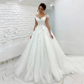 Богемные свадебные платья Трапециевидной формы из тюля принцессы для пляжной вечеринки, свадебные платья с 3D наклейкой 2023 Vestido De Novia свадебное платье