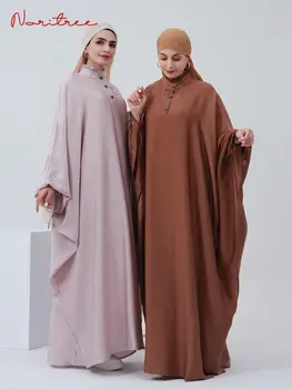 В день Рамадана Модное мусульманское платье большого размера, Мягкий халат Мусульманской Абайи, Элегантная шелковистая мусульманская арабская одежда для богослужения wy1471