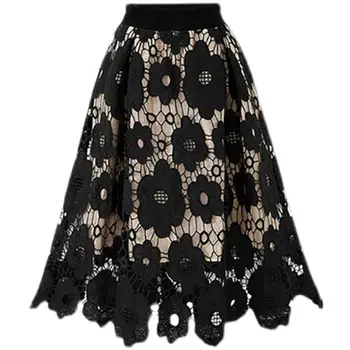 Весенне-летняя Женская эластичная кружевная юбка неправильной формы с высокой талией, Модная элегантная винтажная юбка в стиле пэчворк трапециевидной формы, Женская одежда