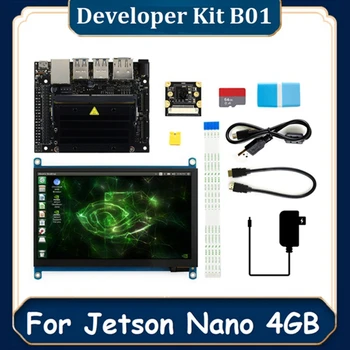 Для Jetson Nano 4GB Developer Kit Программирующий Робот Встроенная плата глубокого обучения + 7-Дюймовый сенсорный экран IMX219 Камера DIY US Plug