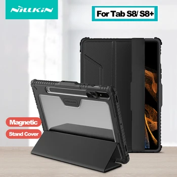Для Samsung Tab S8 + Роскошный Противоударный Магнитный Кожаный Чехол Nillkin Smart Flip Case Подставка Для Galaxy Tab S8 с Держателем Ручки