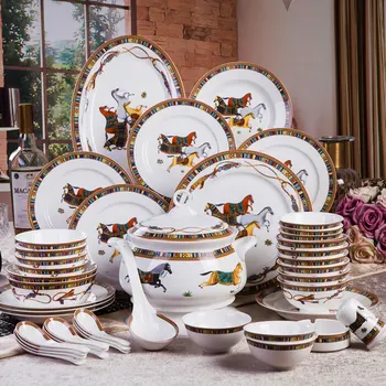 Европейская легкая роскошная посуда, комбинированная посуда, бытовая тарелка, керамическая глубокая чаша, подарок для риса, высококачественный костяной фарфор