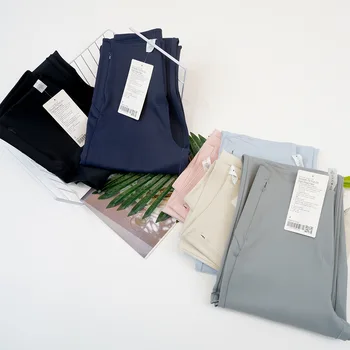 Женские приталенные брюки LULU из тонкой эластичной ткани, устойчивой к морщинам, с карманами, повседневные брюки для офисного костюма