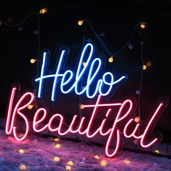 Изготовленная на заказ светодиодная гибкая неоновая вывеска Визуального Искусства, Бар, Паб, клуб, Настенное подвесное гибкое освещение для украшения вывески Hello Beautiful neon
