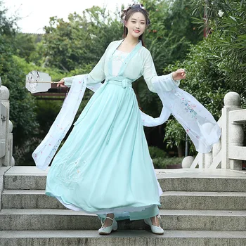 Китайский костюм Hanfu Светло-зеленого цвета, платье феи, косплей, традиционный фестивальный дневник, современная одежда для женщин