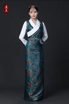 Китайский Тибетский костюм без рукавов, женский топ-бола, юбка из двух частей, Тибетский костюм из Лхасы