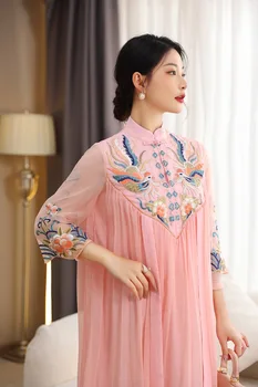 Летнее Дизайнерское Китайское Традиционное Женское Платье Hanfu Qipao с Вышивкой 2023 Года
