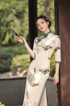Лето 2023 Года, Длинная секция Чонсам, Новый Летний Фарфор, Женская одежда Suya в ретро-китайском стиле, Вечернее платье Qipao с росписью