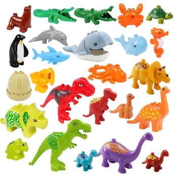 Модель животных, строительные блоки большого размера, аксессуары для динозавров юрского периода, совместимые кирпичи, обучающие игрушки для детей в подарок