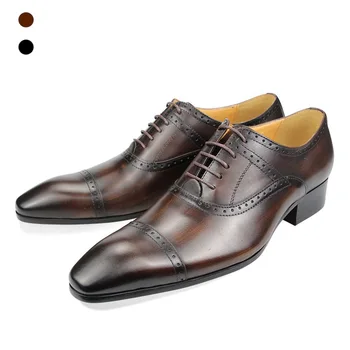 Мужские Кожаные Модельные туфли-Оксфорды с перфорацией типа 