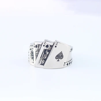 Мужское кольцо для игральных карт Lucky Flush из стерлингового серебра с поддержкой настройки