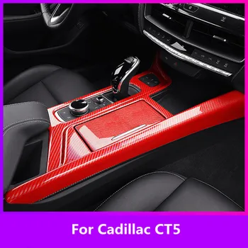 Наклейка на центральную консоль автомобиля с принтом из углеродного волокна, Литьевая накладка для Cadillac CT5, Стайлинг интерьера