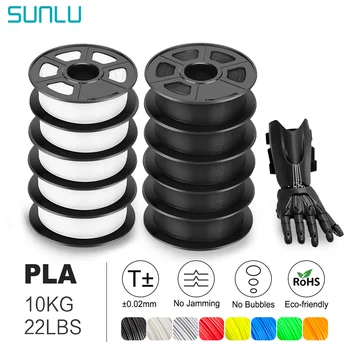 Нить накаливания SUNLU 1 кг/2,2 фунта PLA 10 рулонов 1,75 мм для 3D принтера, Высокопрочный и прочный Материал Жесткости Для печати художественных работ