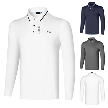 Новая мужская одежда для гольфа, футболка с длинным рукавом, дышащая впитывающая рубашка поло для занятий спортом на открытом воздухе