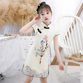Новогодняя одежда для девочек Cheongsam Hanfu Детский танкостюм Детские праздничные наряды Qipao Свадебное платье Костюм подарок